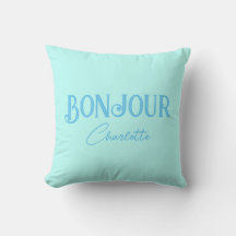 Blue Bonjour Bonne Nuit Sierkussen