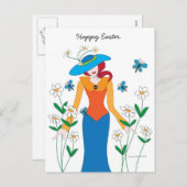 Blue Bonnet Easter Girl briefkaart (Voorkant / Achterkant)