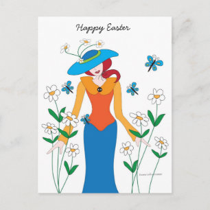 Blue Bonnet Easter Girl briefkaart