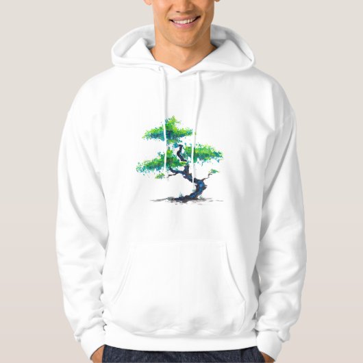 Blue Bonsai Waterverf Hoodie (Voorkant)