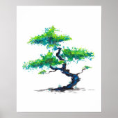 Blue Bonsai Waterverf Poster (Voorkant)