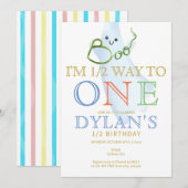 Blue BOO Ik ben halverwege naar een 6 maanden Boy  Kaart (Voorkant / Achterkant)