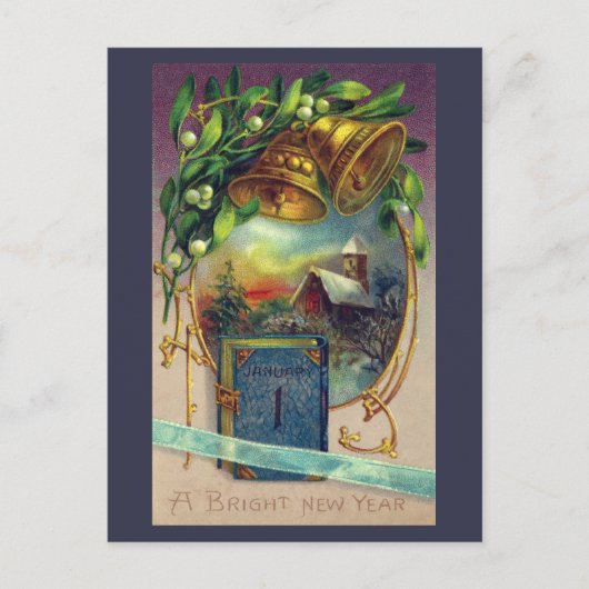 Blue Book en Brass Bells  Nieuwjaar Feestdagenkaart (Voorkant)
