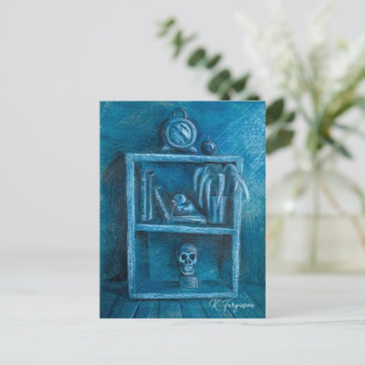 Blue Bookcase Postcard Briefkaart (Staand voorkant)