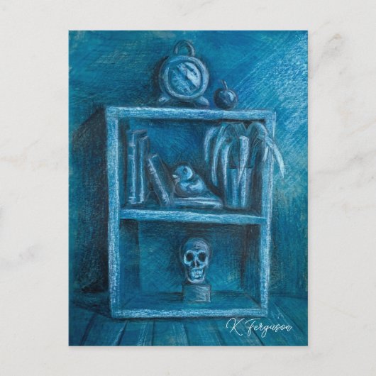 Blue Bookcase Postcard Briefkaart (Voorkant)