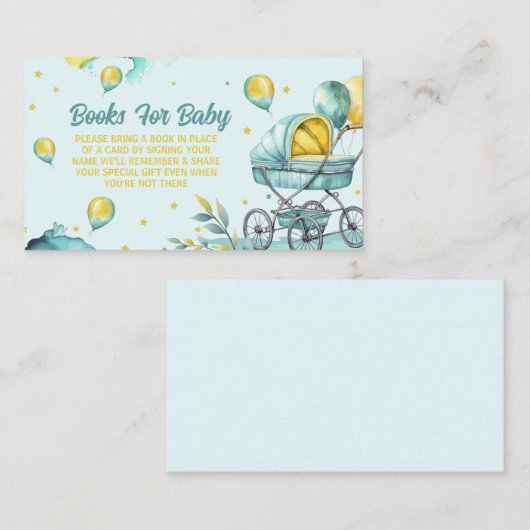 Blue Books for Baby - Baby Shower Book Request Informatiekaartje (Voorkant / Achterkant)