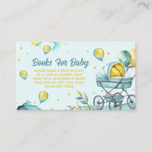 Blue Books for Baby - Baby Shower Book Request Informatiekaartje (Voorkant)