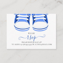 BLUE BOOTIES, BABY SHOWER RSVP Behuizing Kaart