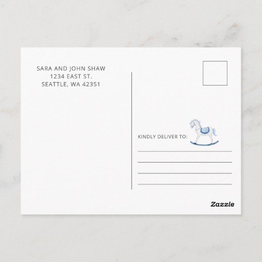 Blue Booties Boy Baby shower Dank je Briefkaart (Achterkant)