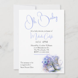 Blue Booties Boy Baby shower Kaart