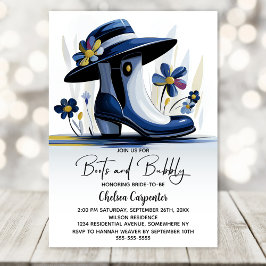 Blue Boots and Bubbly Bridal Shower Kaart