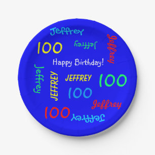 Blue Borden 100th Birthday Party, Herhalende namen Papieren Bordje