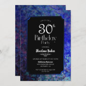 Blue Border Black 30e verjaardagsfeestje Kaart (Voorkant / Achterkant)