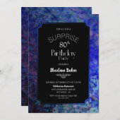 Blue Border Black Surprise 80th Birthday Kaart (Voorkant / Achterkant)