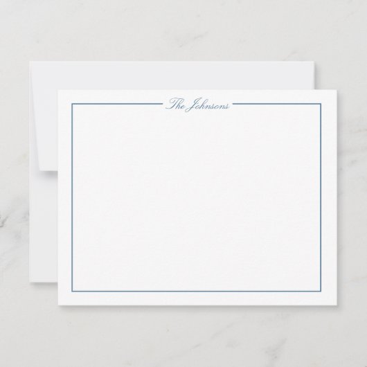 Blue Border Personated Stationery Note Card Notitiekaartje (Voorkant)