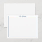 Blue Border Personated Stationery Note Card Notitiekaartje (Voorkant / Achterkant)