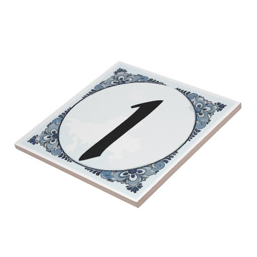 Blue Border Tegel, huisnummers, wijzigingsnummer Tegeltje (Zijkant)