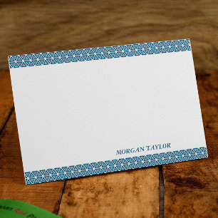 Blue Borders Personated Note Cards Notitiekaartje