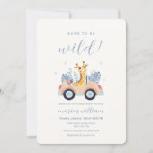 Blue Born To Be Wild Safari Giraffe Baby Shower Kaart (Voorkant)