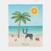 Blue Boston Terrier bij een tropische zomervakanti Fleece Deken (Voorkant)