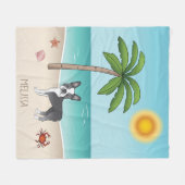 Blue Boston Terrier bij een tropische zomervakanti Fleece Deken (Voorkant (Horizontaal))
