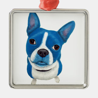 Blue Boston Terrier Metalen Ornament