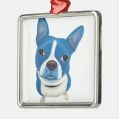 Blue Boston Terrier Metalen Ornament (Links)