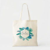 Blue Botanical Beach Maid of Honor Chic Monogram Tote Bag (Voorkant)