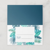 Blue Botanical Beach Palm Foliage Weddenschap Plaatskaartje (Buitenkant ongevouwen)