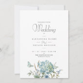 Blue Botanical Bohemian Waterverf Wedding Kaart (Voorkant)