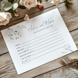 Blue Botanical Bridal Shower Advice and Wishes