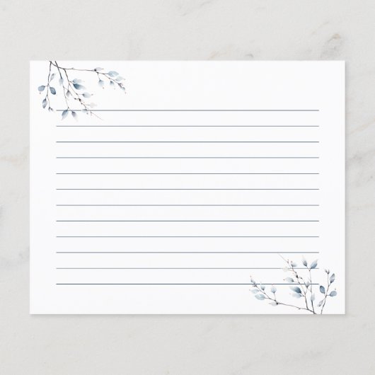 Blue Botanical Bridal Shower Advice and Wishes (Achterkant)