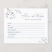 Blue Botanical Bridal Shower Advice and Wishes (Voorkant)