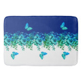 Blue Botanical Butterfly Bath Mat (Voorkant)