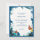Blue Botanical Butterfly Wedding Invitation (Voorkant)