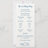 Blue Botanical Butterfly Wedding Program Card Kaart (Achterkant)