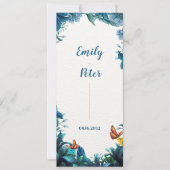 Blue Botanical Butterfly Wedding Program Card Kaart (Voorkant)