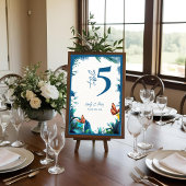 Blue Botanical Butterfly Wedding Table Number Bedankkaart