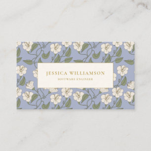 Blue Botanical Cottagecore Floral Visitekaartje