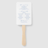 Blue botanical crst monogram bruiloft handwaaier (Achterkant)