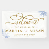 Blue Botanical Eucalyptus Leaves Wedparty Spandoek (Horizontaal)