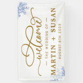 Blue Botanical Eucalyptus Leaves Wedparty Spandoek (Verticaal)