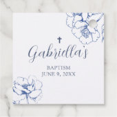 Blue Botanical Floral Baptism Bedankjes Labels (Achterkant)