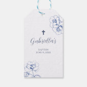 Blue Botanical Floral Baptism  Cadeaulabel (Achterkant)