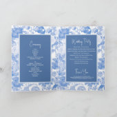 Blue Botanical Florals Wedding Order of Service Programma (Binnen)