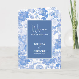 Blue Botanical Florals Wedding Order of Service Programma