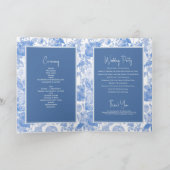 Blue Botanical Florals Wedding Order of Service Programma (Binnen)