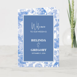 Blue Botanical Florals Wedding Order of Service Programma
