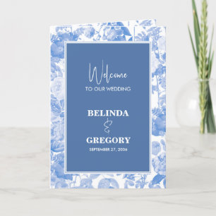 Blue Botanical Florals Wedding Order of Service Programma