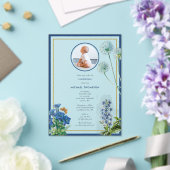 Blue Botanical Gold Baptism Christening Boy Foto Acryl Uitnodigingen (Insitu (Huwelijk))